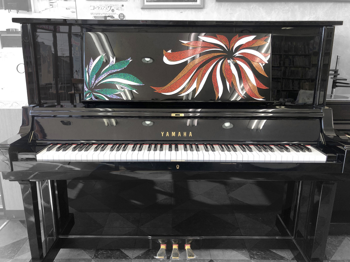 kyoto,makie,piano,yamaha,upright,lacquerware,japan,urushi,opal,hanabi,fireworks